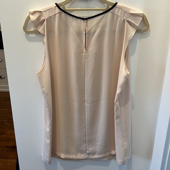 Ann Taylor Loft tank. Size M. Pale pink with ruffle sleeve and black trim. - Picture 2 of 2